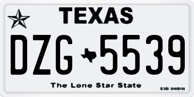 TX license plate DZG5539