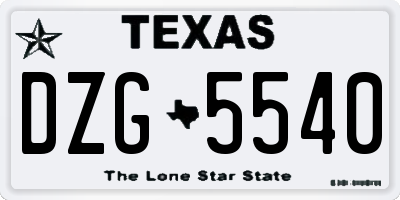 TX license plate DZG5540