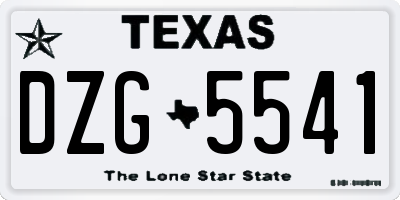TX license plate DZG5541