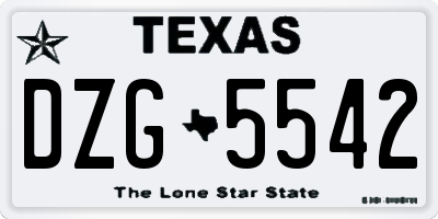 TX license plate DZG5542