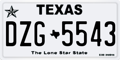 TX license plate DZG5543