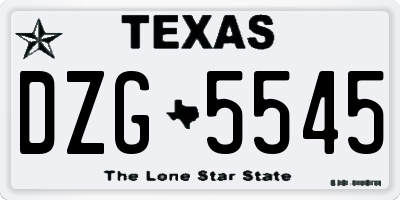 TX license plate DZG5545