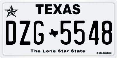 TX license plate DZG5548