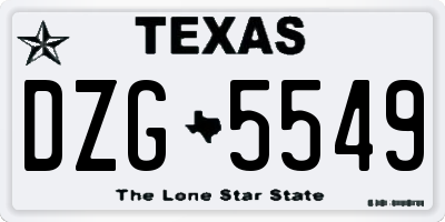 TX license plate DZG5549