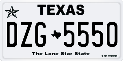 TX license plate DZG5550