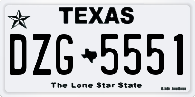 TX license plate DZG5551