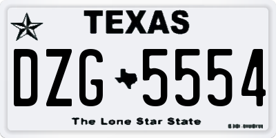 TX license plate DZG5554