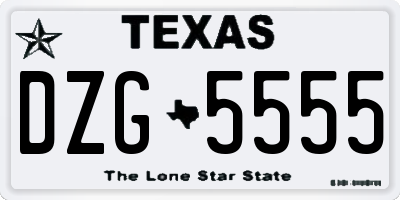 TX license plate DZG5555