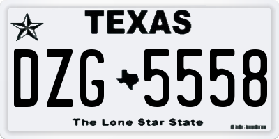 TX license plate DZG5558