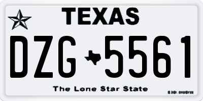 TX license plate DZG5561