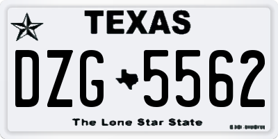 TX license plate DZG5562