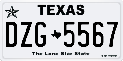 TX license plate DZG5567