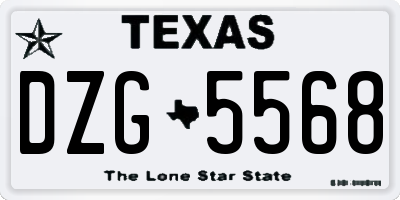 TX license plate DZG5568
