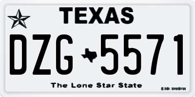 TX license plate DZG5571