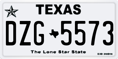 TX license plate DZG5573