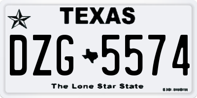 TX license plate DZG5574