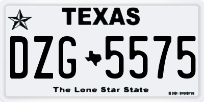 TX license plate DZG5575