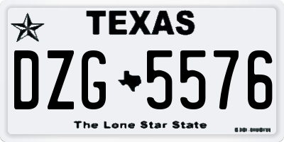 TX license plate DZG5576