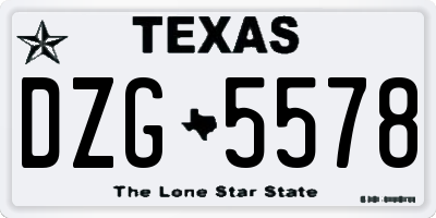 TX license plate DZG5578