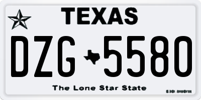 TX license plate DZG5580