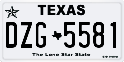 TX license plate DZG5581