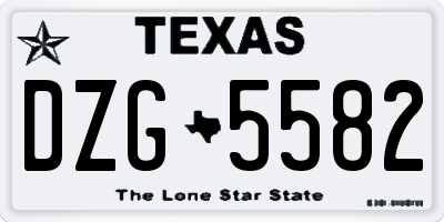 TX license plate DZG5582
