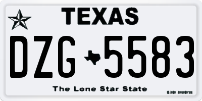 TX license plate DZG5583