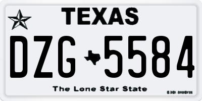 TX license plate DZG5584