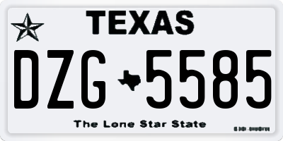 TX license plate DZG5585