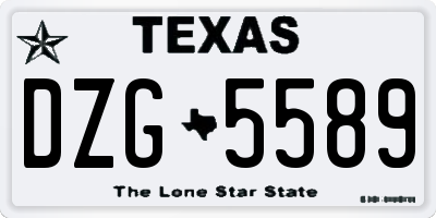 TX license plate DZG5589