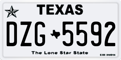 TX license plate DZG5592