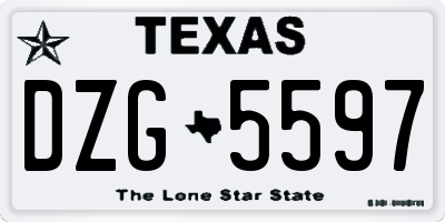 TX license plate DZG5597