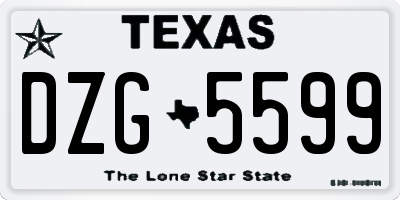 TX license plate DZG5599