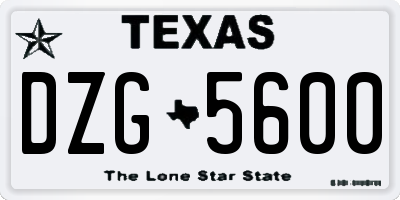 TX license plate DZG5600