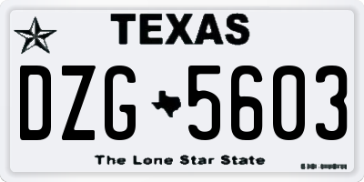 TX license plate DZG5603