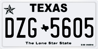 TX license plate DZG5605