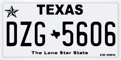 TX license plate DZG5606