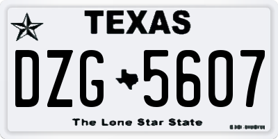 TX license plate DZG5607