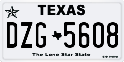 TX license plate DZG5608