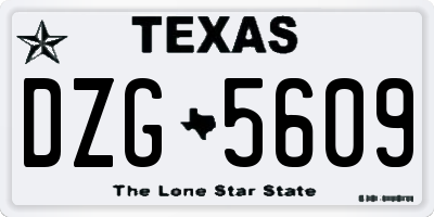 TX license plate DZG5609