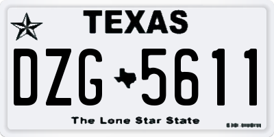 TX license plate DZG5611