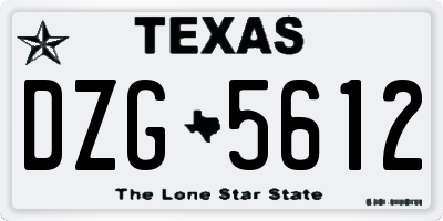 TX license plate DZG5612
