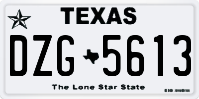 TX license plate DZG5613