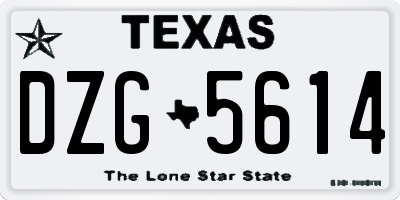 TX license plate DZG5614