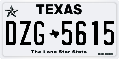 TX license plate DZG5615