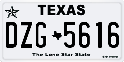 TX license plate DZG5616