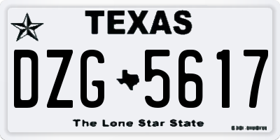 TX license plate DZG5617