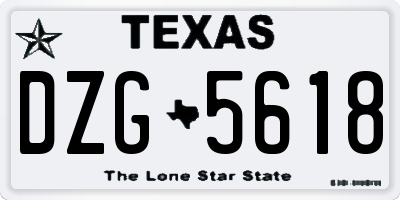TX license plate DZG5618