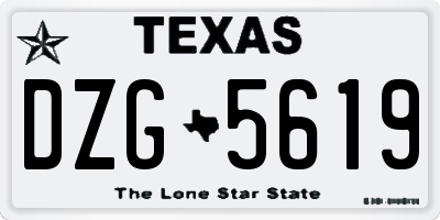 TX license plate DZG5619