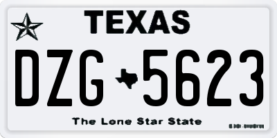 TX license plate DZG5623